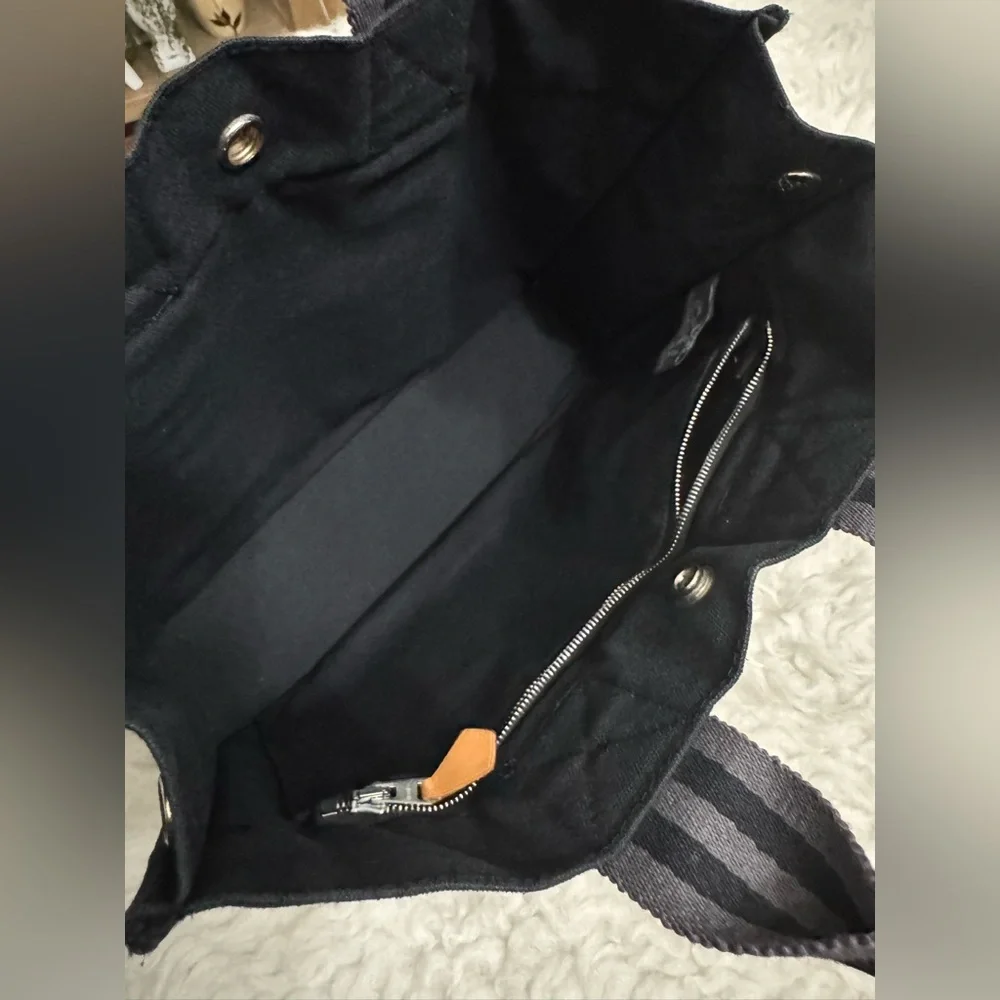 Hermes Black and Gray Canvas Briefcase